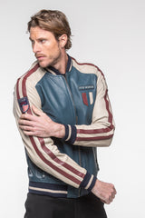 Blouson en cuir Steve McQueen Walt 5 bleu royal Homme