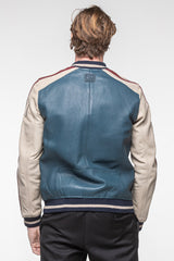 Blouson en cuir Steve McQueen Walt 5 bleu royal Homme