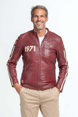 Blouson en cuir Steve McQueen Scott rouge Homme