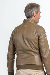 Blouson en cuir Steve McQueen Harry kaki clair Homme