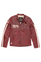 Blouson en cuir Steve McQueen Scott rouge Homme